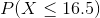 P(X\leq 16.5)