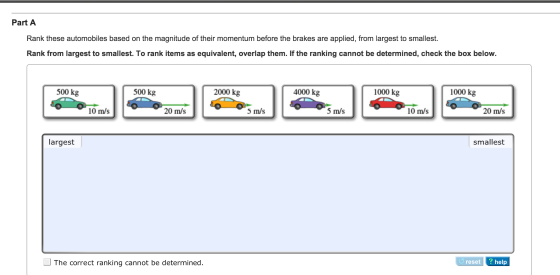 Rank these automobiles based on the magnitude of t