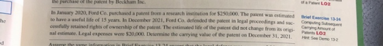 the purchase or the potent by Beckham Inc. da PLO2 In January 2020, Ford Co, purchased a patent from a research institution f