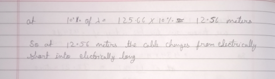 at looXo of de 125.66 X 10% 12.56 meters So at 12.56 meters short into electrically calele changes from electrically the long