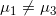 \small \mu_1 \neq \mu_3