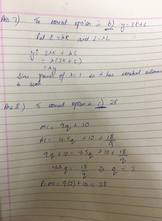 Ans 7 The Put k corect eption is b) y = 3K+2 ak and LEAL y 3dk tau - x(3k+2) - ا Siru power of t= 1 so it has senstant sution
