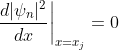 \left. \frac{d|\psi_n|^2}{dx}\right|_{x=x_j} = 0