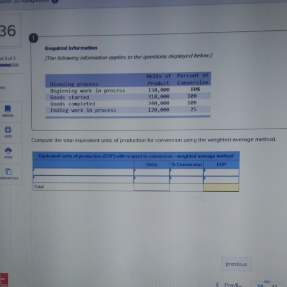 apter 20 ASSY 36 Required information The following information applies to the questions displayed below) art 2 of 3 Blending