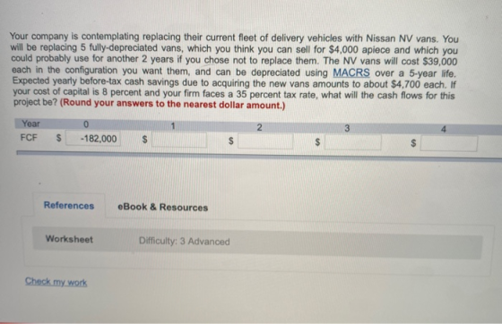 Your company is contemplating replacing their current fleet of delivery vehicles with Nissan NV vans. You will be replacing 5