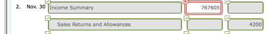 2. Nov. 30 Income Summary 767605 Sales Returns and Allowances 4200