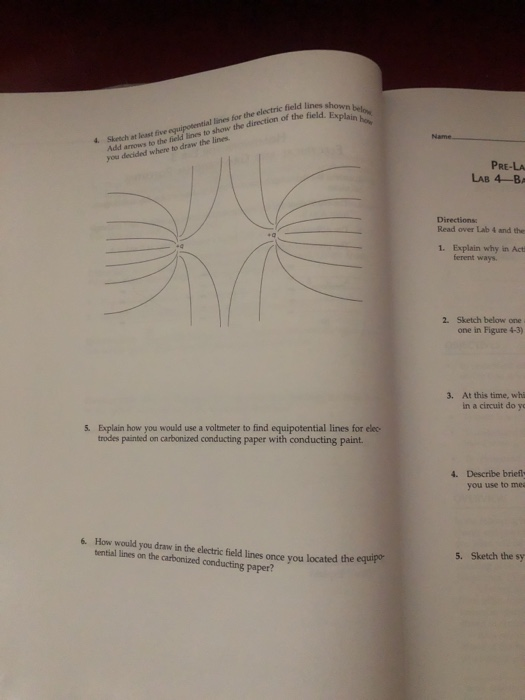 Sketch at least five equipotential lines for the electric field lines Add amows to the field lines to show the direction of t