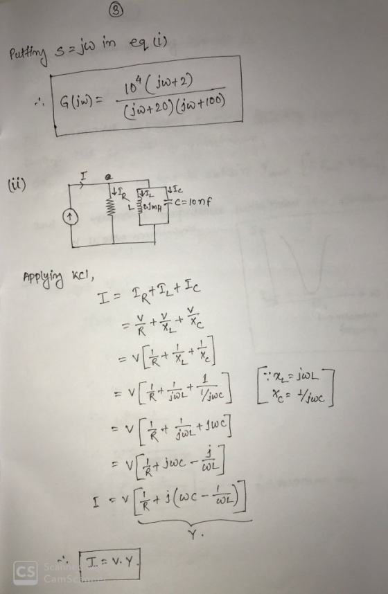 Pating sjes im 10(jwt 2) G(iw)= Gja+20)(iat1o0) (i) Fc10nf Pppiying Kel TRttIc V + R + 1 1 V Vijwc V +Jwc VtJuwe (wc-) COL I