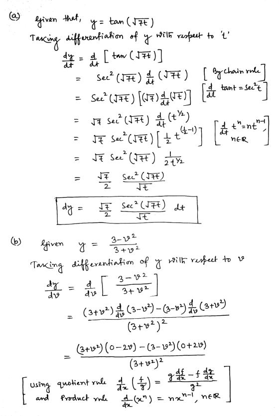 . Given that, y= tan (176) Taking differenfiation of y with respect to it hot the [ tow (177)] = Sec? (JFC) (170) [ By chain