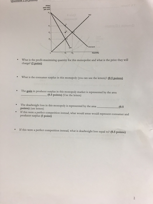 Question Pricel and sesl per un MC ogLeo P. H Demand MA Quantity What is the profit-maximizing quantity for this monopolist a