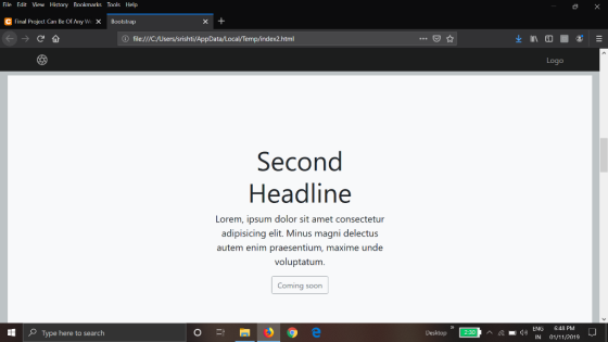 File Edit View History Bookmarks Tools Help Crinal Project Can Be Of Any W X Bootstrap x + O file:///C:/Users/srishti/AppData