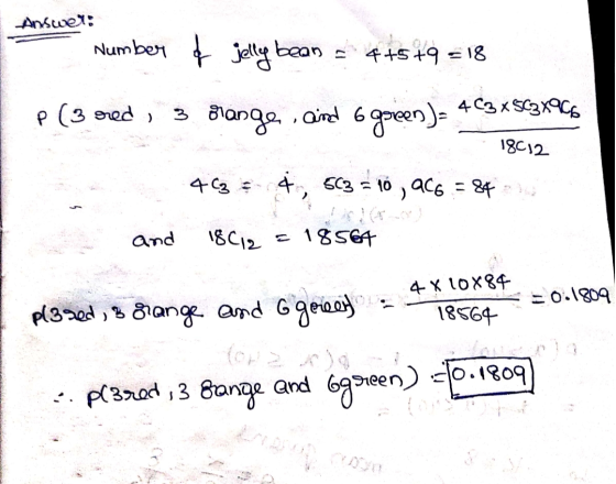 Answer: -18 Number & jelly bean = 4+5+9 = 4C3 XSC3X966 p (3 ored , 3 gange , aind 6 3 orange, aind 6 gocen)- 18012 463 $ 4, 5