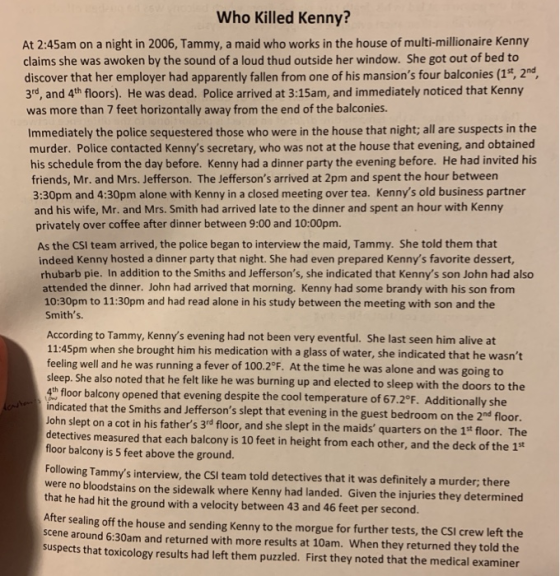 Who Killed Kenny? At 2:45am on a night in 2006, Tammy, a maid who works in the house of multi-millionaire Kenny claims she wa