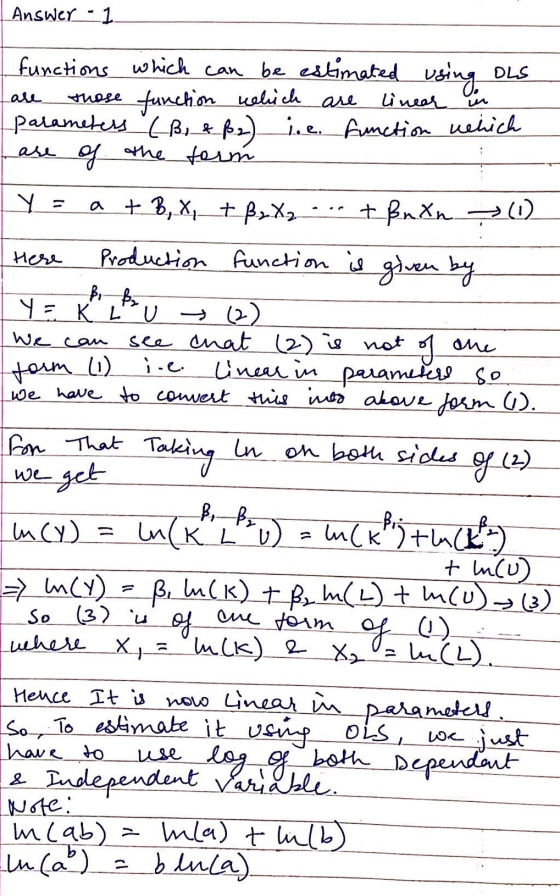 Answer 1 functions which can be estimated Using DLS funchon ualu eh are aL inear hase Palamules Bj& p)ie Amction uehich as of