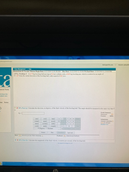 | | | | | | | | P HE PHOI 11 Class Management Help Momentum & Circular Metin llegia Date: 6232019 120 ODAMDhee (259) ProblemA