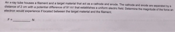 An X-ray tube houses a filament and a target material that act as a cathode and anode. The cathode and anode are separated by