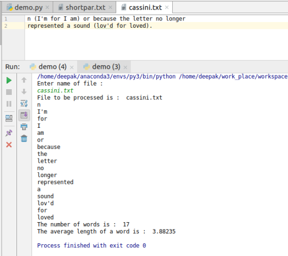 1 2 demo.py shortpar.txt x cassini.txt n (Im for I am) or because the letter no longer represented a sound (lovd for loved)