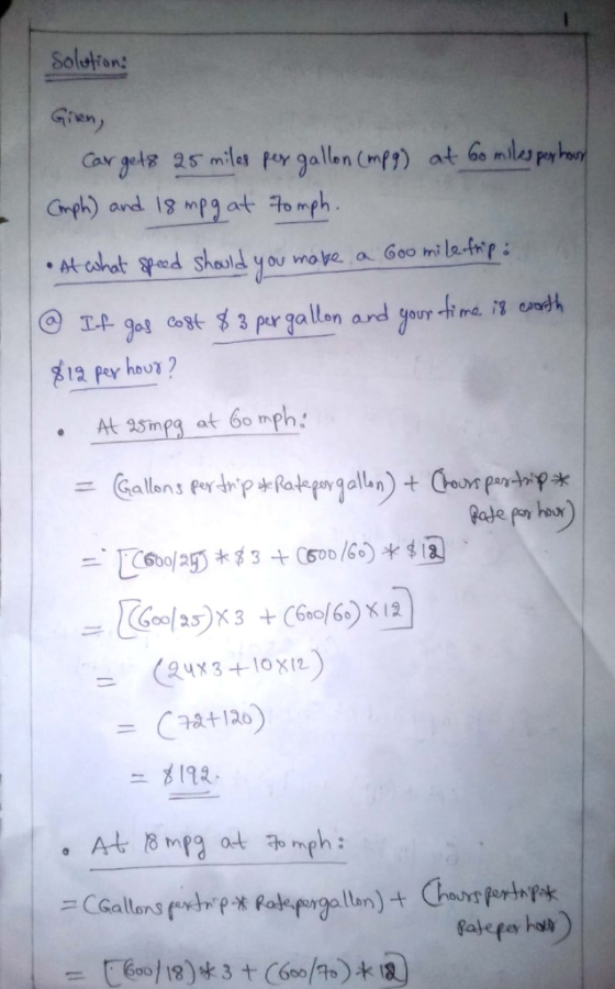 Soluton Gien pmh @ 1.p go3 Cogtぢ3 per gallon ard your.hma.滘 랴. uon At 25mpa at 6o mph a llons 3+10 xit)