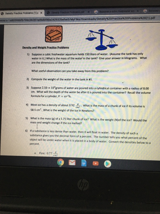 X Densily Practice Problems (Up X Denty Practice Problems.pdf G Sucos G Suppose a albic freshwater agix mnos/u-180596bfb796c3