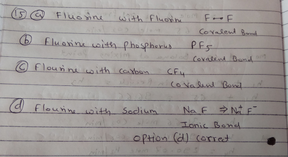 5 @ Fluosine with fluorine tom forf son 2 Covalent Bond 6 fluorine with phosphorus PES volo Covalent Bond on ② Flourine with