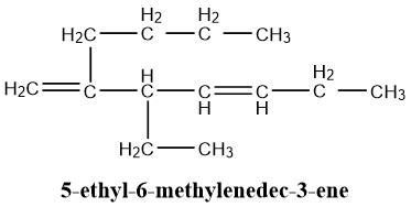H2C2-B2-CH3 Hac= —= — -CH3 H2C- CH3 5-ethyl-6-methylenedec-3-ene