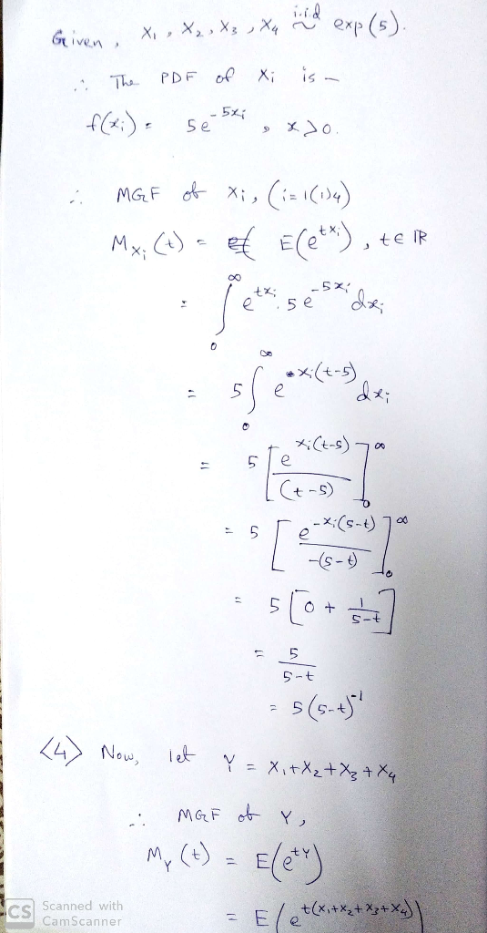 Let X1 X2 X3 X4 Be Observations Of A Random Sample Of N 4 From The 