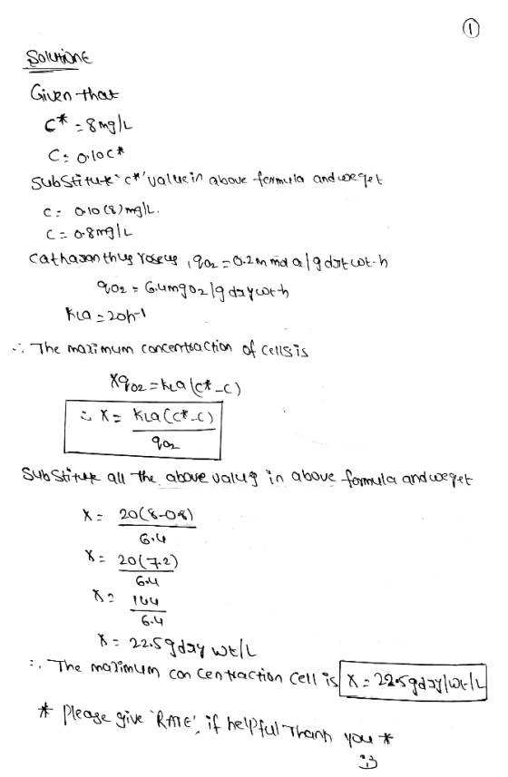 Solutione Given that C* -8mglu Caoloc* substitutect value in above formula and we get c= 010 (8) mg/L. C=0.8ingle cathasan