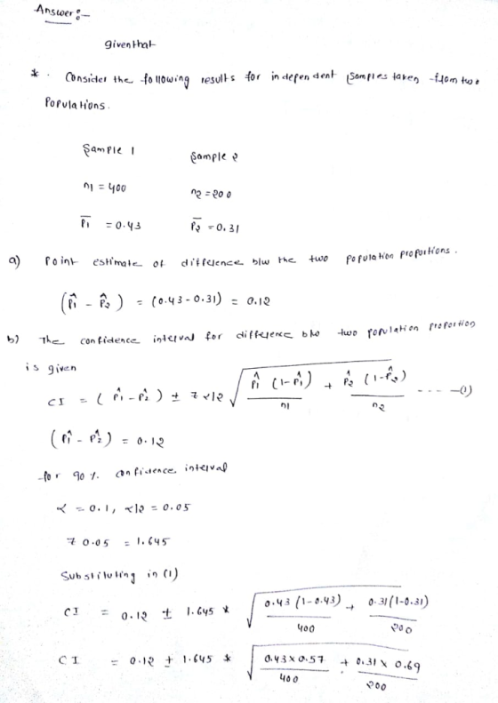 Ansuwer iven hal fofula Hons SamPI I n2 90 0 臼-o, 31 (0.43-0.31) 0-12 9 iven CI 005.45 0.43 (1-0.43) → 0.31(1-0.31) 400 40 0