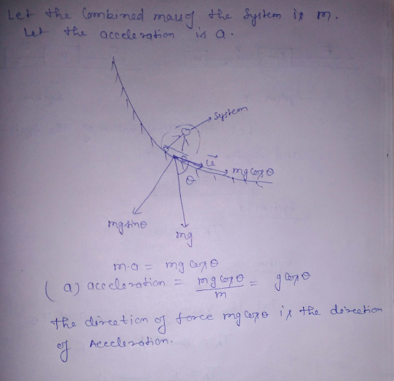 System in m. Let Let the combined mass of the the acceleration is a. Sepstem mg copo 1 masine song m.a = my copo ( a) acceler