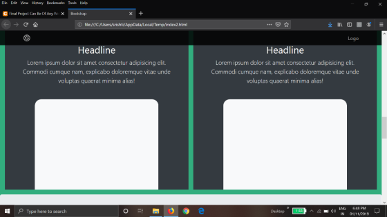 File Edit View History Bookmarks Tools Help Crinal Project Can Be Of Any We X Bootstrap + O file:///C:/Users/srishti/AppData/