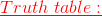 \color{red}\underline{Truth\;table:}