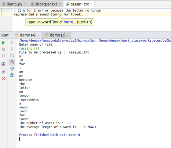 1 2. demo.py shortpar.txt cassini.txt n (Im for I am) or because the letter no longer represented a sound (lovd for loved).