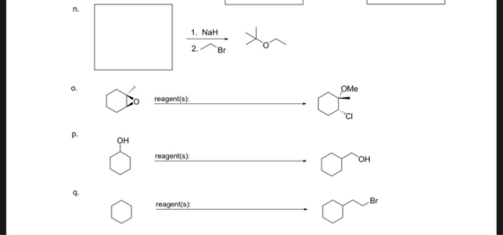 1. NaH 2. Br reagent(s); - reagent(s); OH reagent(s);