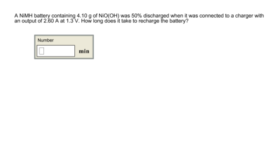 A NiMH battery containing 4.10 g of NiO(OH) was 50