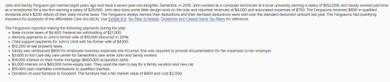 John and Sandy Ferguson got married elght years ago and have a seven-year-old daughter, Samantha. In 2019, John worked as a c