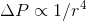 \Delta P\propto 1/r^4