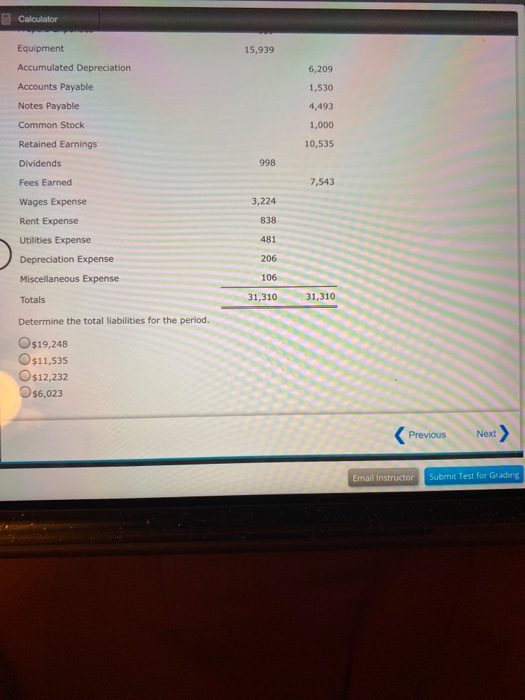 Calculator 15,939 6,209 1,530 Equipment Accumulated Depreciation Accounts Payable Notes Payable Common Stock Retained Earning