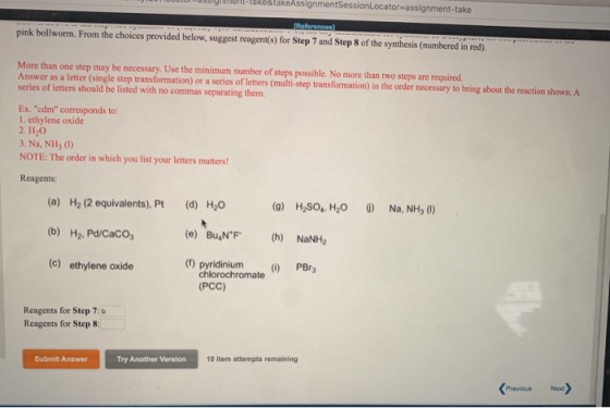 y a keatassignmentSessionLocator assignment-take pink bollworm. From the choices provided below, suggest reagent(s) for Step
