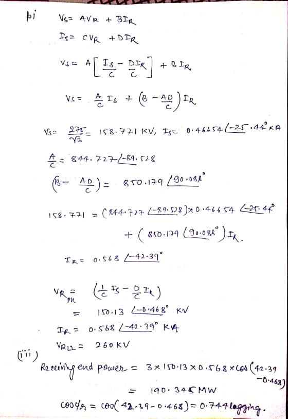 Vs= AVR + BIR Is= CVR + DER vse A [ TE - DEX] + FR VSE À Es + (8 -42.) IL Vsa 275 - 158.771 KV, Is= 0.466541-25:44K17 A = 84