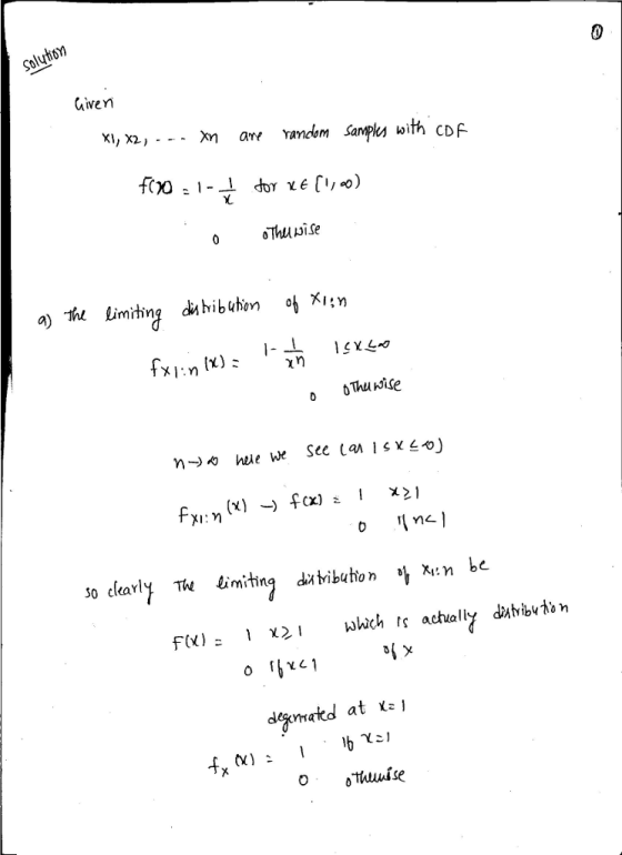 Given a) Limiting dhibuton 아지:n so clearly The limiting dhibuhon Xun be fU ): 1x21 which ts actually dahibdan