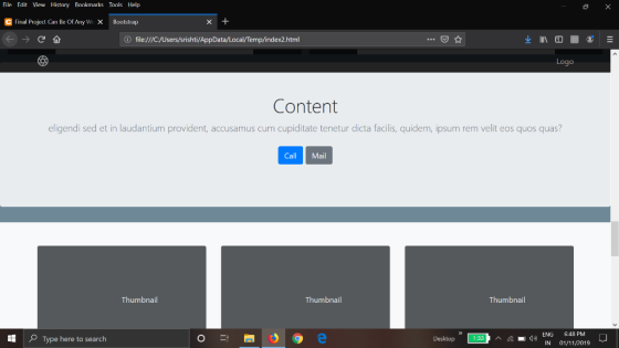 File Edit View History Bookmarks Tools Help Crinal Project Can Be Of Any We X Bootstrap x + O file:///C:/Users/srishti/AppDat