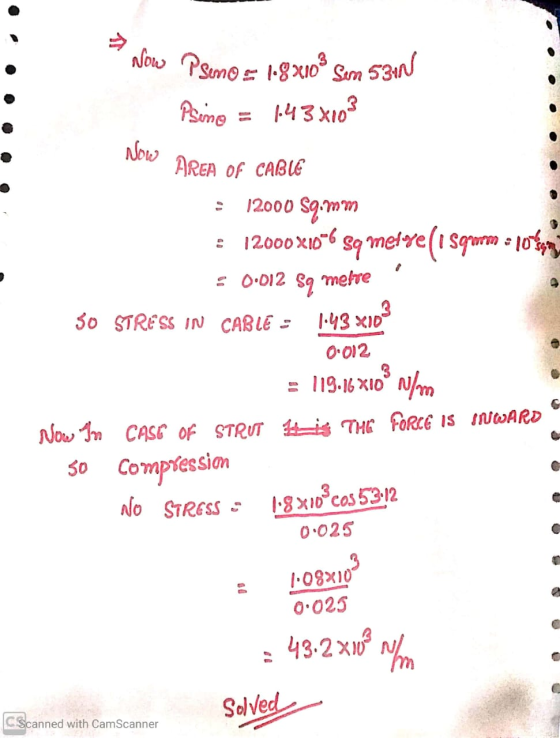 Now Psemo s 1.8 X10% Sem 5310 Pseino = 1:43 x103 AREA OF CABLE : 12000 sq.mm : 12000x10^6 sq metre (1 sqmom s pot : 0.012 S9