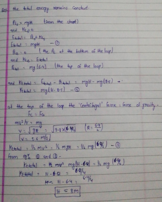 and the total energy remains constant- PES = mgh (from the start) and Reco Etotal: Pestke Etotal = mgh - Po: 0 (the Pe at the