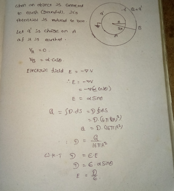 on objec is Connected to earth(grand-8), よts otentsal s seduuced to Ze1o al O teTo let a s chave onA afAt 25 earthed. a 는 SD.ds -Dfld.S C E 9