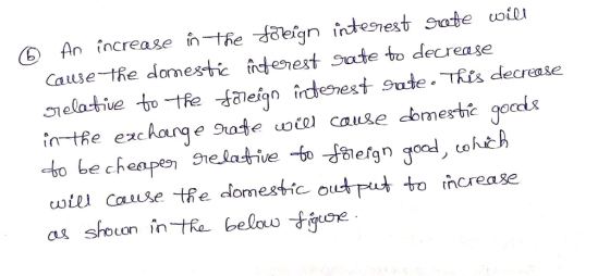 ⑥ An increase fe feign interest gate colu Cause-tRe domestic idtenest ate to decreage ecrease uote cause te domestic outputo ncrease