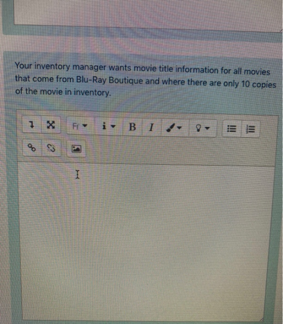 Your inventory manager wants movie title information for all movies that come from Blu-Ray Boutique and where there are only
