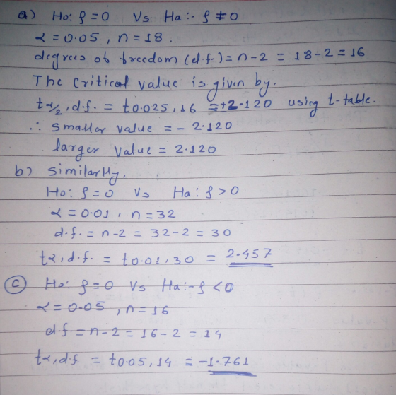 =0.05 , n=18 The critical value istun .. sma ler value 2.12o langer Value-2-120 b similar H 00 32-552