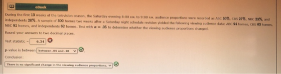 eBook During the first 13 weeks of the television season, the Saturday evening 8:00 AM to 9:00 AM audience proportions were r