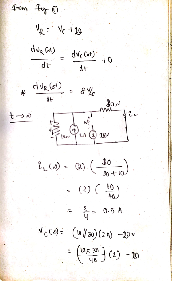 30 tio. from fig 0 Ve V +20 dup (ot) = dvc Cot) dt +0 de due fot) * dt اروق t-o IUM 2A 20 $0. ů, () = (2).(- (2) ( ) 0.5 A V