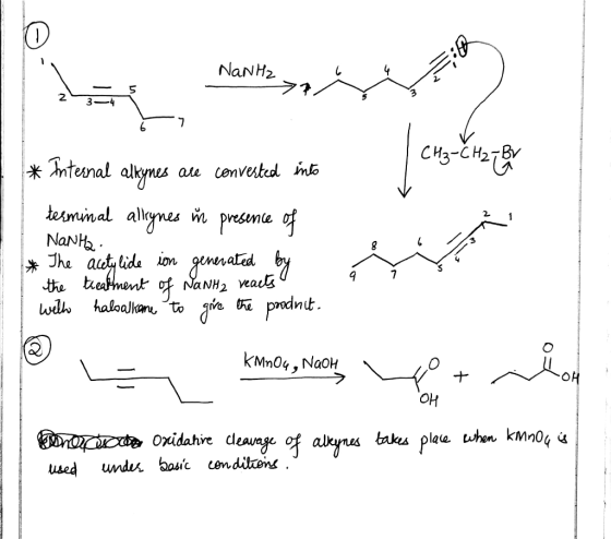 Nant - C 3- 4 CH3-CH27 BV * Internal alkymes are converted into i terminal allynes in presence of 1 Nant. * The acetylide ion